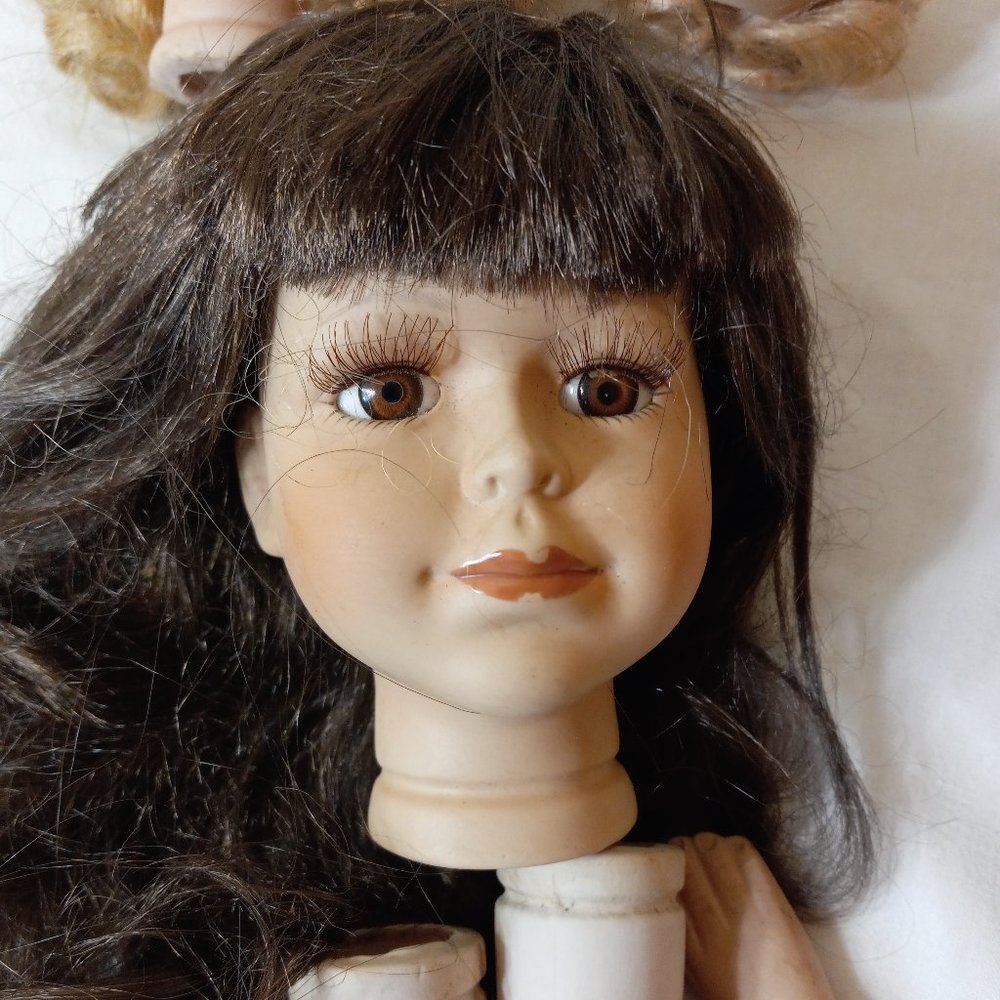 Three Porcelain Doll Heads One set of Hands and Feet - Picture 2 of 5